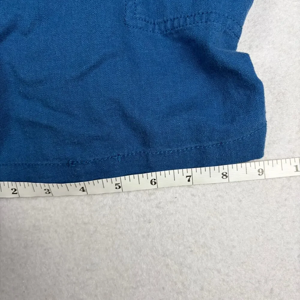 Old Navy Linen Blend Romper Girl's M Blue Sleeveless Boho Cute Playground Summer